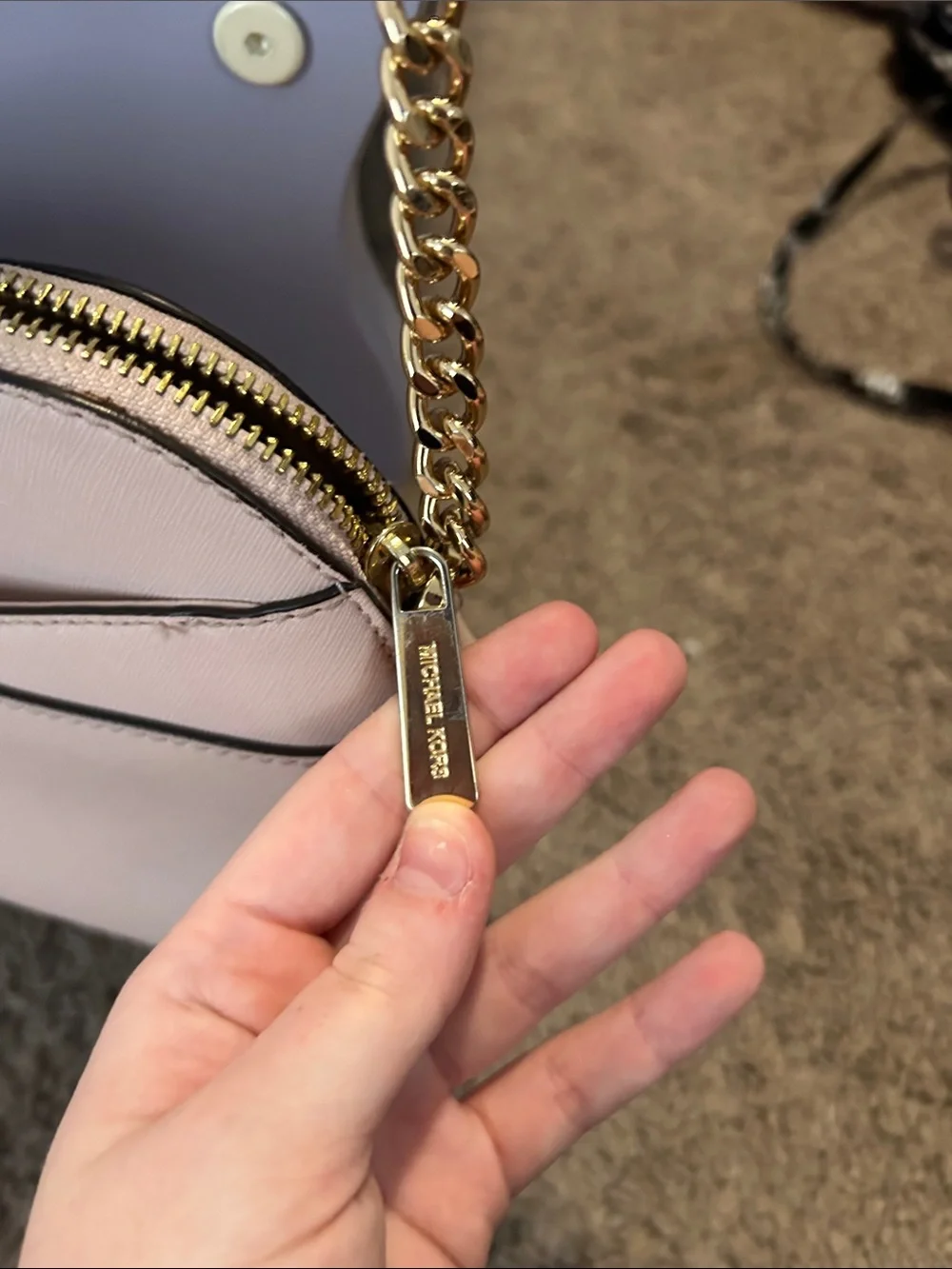 Michael Kors Light Pink Crossbody with Gold Chain Strap